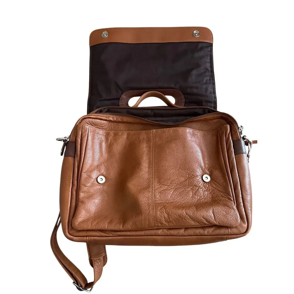 Vintage Danilos Fine Leather Briefcase Messenger Cognac